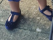 Marks & spencer Baby girl Toddler Shoes Navy velvet Blue 6 Uk 23 Eur Immaculate 