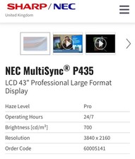 NEC 43 P435 Multi Sync Display