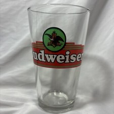 Vintage Budweiser Official Beer Pint Glass Mug - Collector 6” Red Green Logo