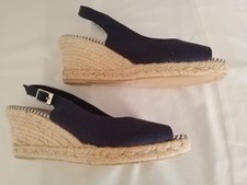 Crew Clothing Company Navy Blue Sling Back Wedges Size UK6 EUR 39 New 