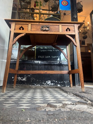 Antique oak church table side - antique, table/side
