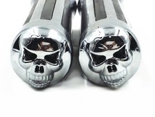 1" CHROME Skull HAND GRIPS for