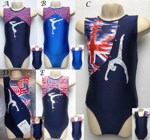 Girls gymnastics leotard flag - girls,
