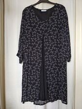 *SALE* Sz L1 (16?) Adini Black Floral Print Layered Chiffon L/Sleeve Dress VGC