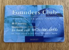 Vintage 1970s FOUNDERS CLUB Card - Thomson Travel Group / Lunn Poly Holiday Shop