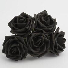 5CM FOAM ROSES - Bunch of 6 Colourfast Artificial Wedding Bouquet Flowers Stems