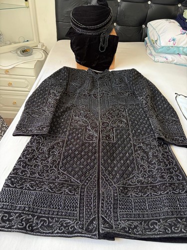 Men black sherwani - men's,