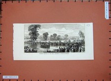 Old Antique Print 1877 Pontoon