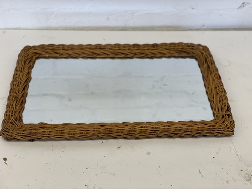 Vintage woven wicker mirror - woven,