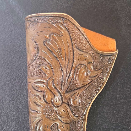 Tooled leather brown - leather,