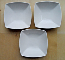 PAUSA WHITE  6.5" SQUARE CEREAL BOWLS X3