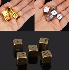 5XVintage Solid Brass Dice Antique Style Casino Gambler Bar Nightclub Game