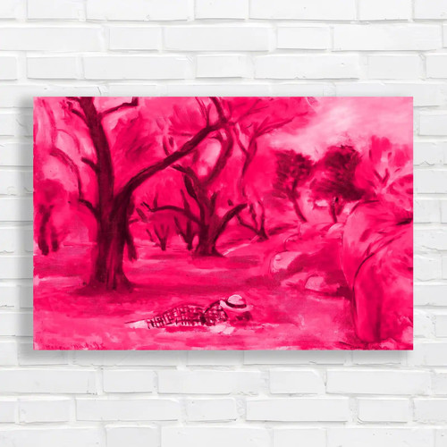 Serene woodland landscape pink - woodland,