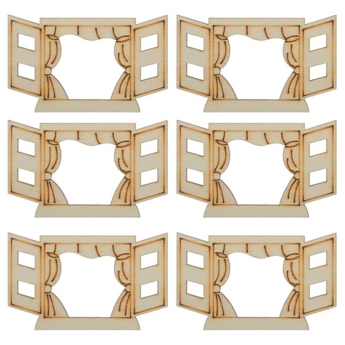 6pcs miniature wooden window - miniature,