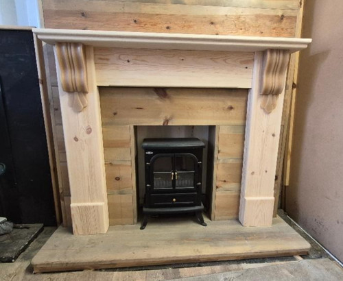 Pine fancy mantle fireplace - pine,