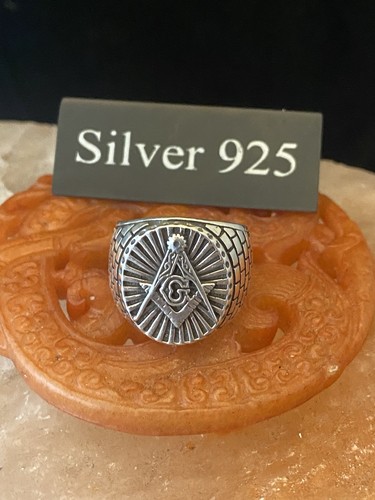 Silver masonic signet ring - silver,