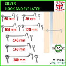 HOOK and EYE Galvanised Steel Cabin Latch Lock ShedGate Door Catch Silent Holder
