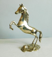 Vintage Rearing Brass Horse Ornament Figure Retro 24cm High