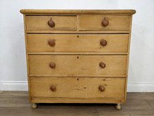 CHEST OF DRAWERS Classic Pine 5 Drawer Rustic Farmhouse Bun Handles 2-Over-3