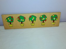 Vintage 1980s 5-Piece Tree Wooden Frame Peg Tray Jigsaw Puzzle, Willis Toys
