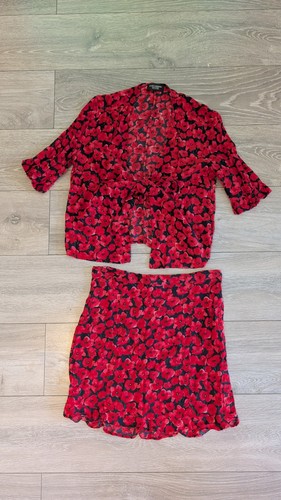 Zara red black floral - zara,