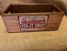 GRANDAD’s FIX IT SHOP STORAGE CRATE MADE FROM RECLAIMED TIMBER 28x15x11cm