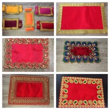 Decorative Red Velvet Cloth / Pooja Item Aasan / Chowki Mat / Mandir Decor Aasan