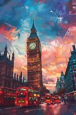 London Big Ben Red Bus Canvas