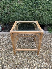 Bamboo Rattan Wicker Glass Top