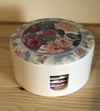 Vintage Cloverleaf Melamine Coasters Floral Rose Design