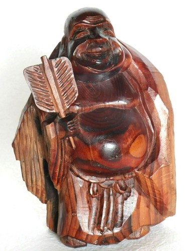 Japanese wood carved statue - wood,