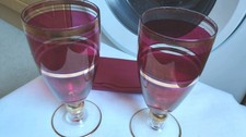 Cranberry & Gold Coloured Glasses Set of 2