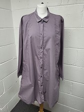 Ischiko Mauve Long Sleeve Cotton Shirt Dress Pockets.Size 3 (14-16).PBF2007014
