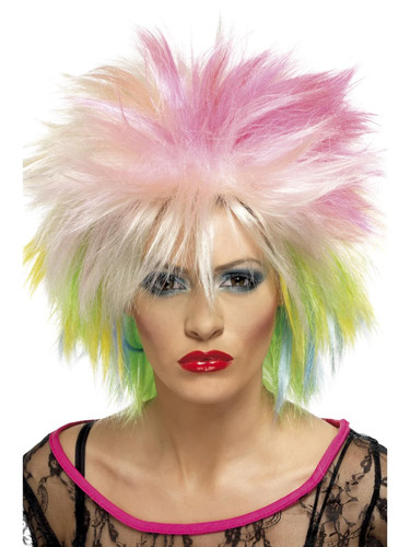 Ladies 80s attitude - wig, multi