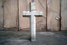 An Early 20thC Carved White Marble Gravestone in the Form of a Latin Cross