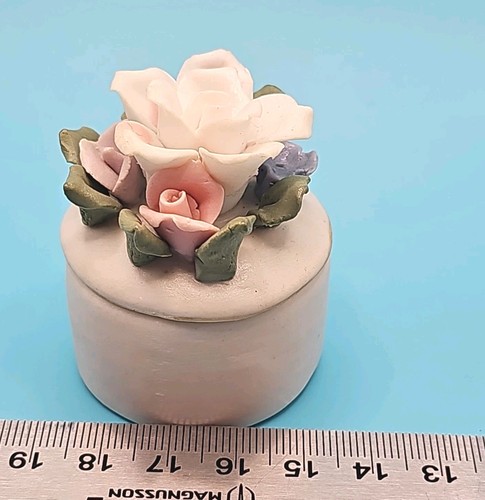 Ceramic floral trinket - ceramic, box