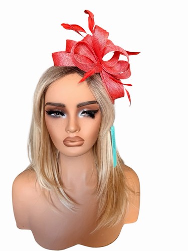 Coral pink fascinator - coral,
