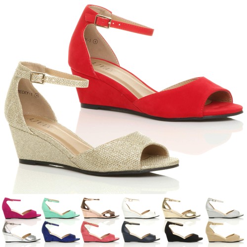 Womens ladies low mid wedge - womens,