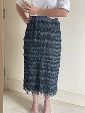 Zara tassel fringe tier feather skirt teal green xs Flapper 1920s Gatsby Style