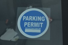 PARKING PERMIT self-cling stickers 80mm x 80mm  valid from/to