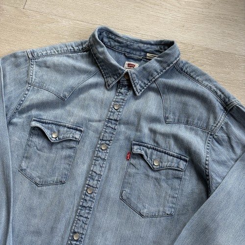 Levi denim shirt mens blue - denim,