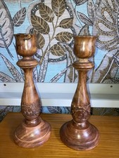 Pair Of Turned & Carved Wooden