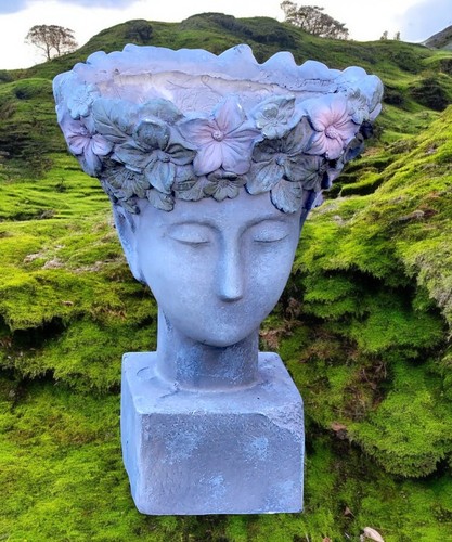 Grey floral lady face planter - grey,