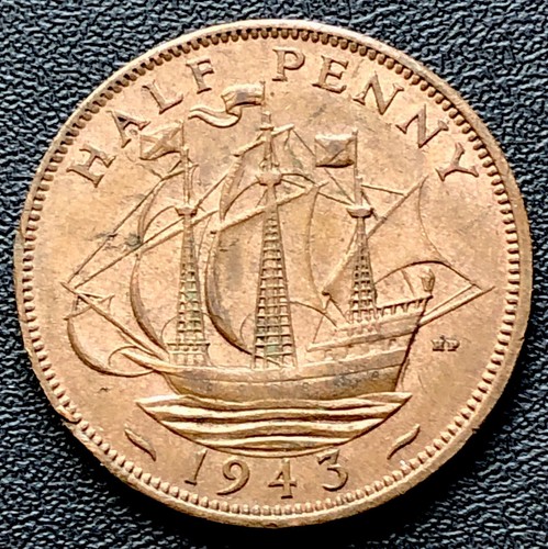 1943 halfpenny half penny coin - 1943,
