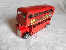 Vintage Triang Minic tinplate London Bus clockwork double decker 1950s
