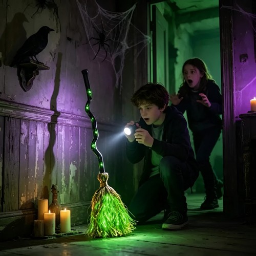 Animated witches broom - 35",