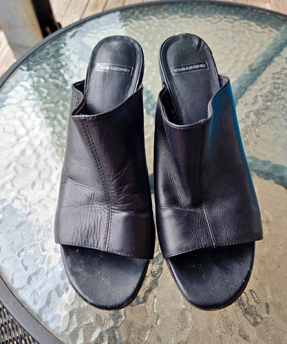 Vagabond black leather - leather, wedge