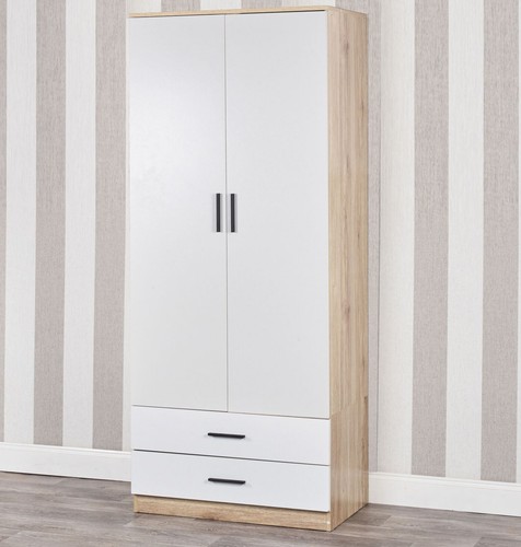 Oak carcass white drawers - oak,