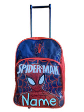 BNIP Boys Custom Name Blue Spiderman Trolley Bag Convertible School Carry On Bag