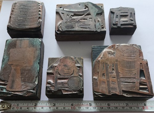 Six vintage copper letterpress - six,